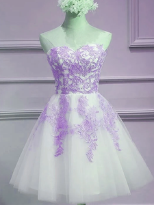 Homecoming Dresses Sandra Lace Lovely Sweetheart White Tulle With Purple , Cute Party CD4720