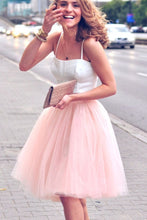 Load image into Gallery viewer, Spaghetti Straps Two Piece Blush Short Party Dress Jordin Pink Homecoming Dresses CD47