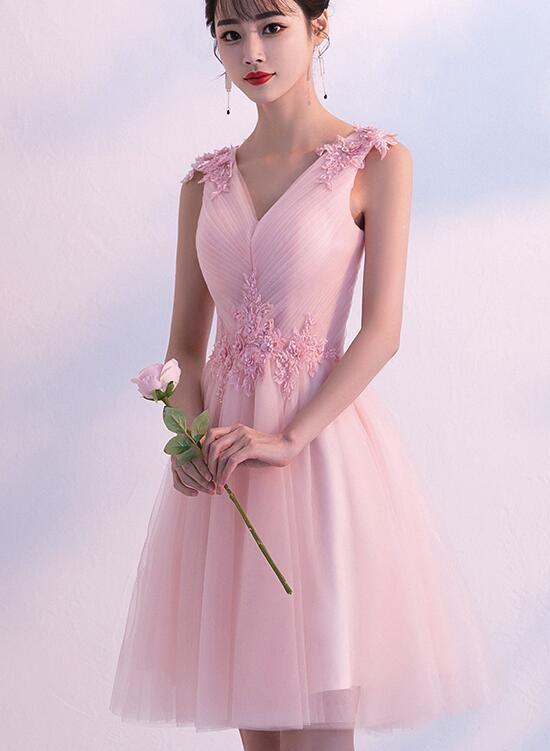 Short Tulle With Pink Homecoming Dresses Miranda Lace Applique Party Dress 2024 CD4816