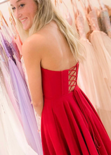 Load image into Gallery viewer, Red V Neck Short Party Dress Nellie Homecoming Dresses Chiffon Red CD5209