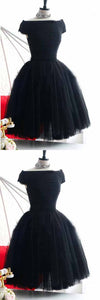 Simple Black Tulle Off Dixie Homecoming Dresses Shoulder Short A-Line Party Dresses CD5661