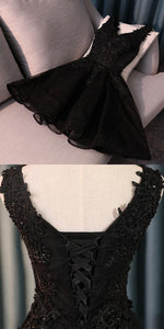 Sexy Deep V-Neck Two Mayra Homecoming Dresses Straps Short Online A-Line Black Juniors Dresses CD593