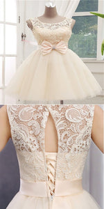 Beautiful Homecoming Dresses Lace Ella Short Scoop Neckline , Off White With Sleeveless CD600