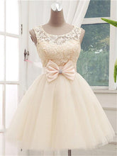 Load image into Gallery viewer, Beautiful Homecoming Dresses Lace Ella Short Scoop Neckline , Off White With Sleeveless CD600