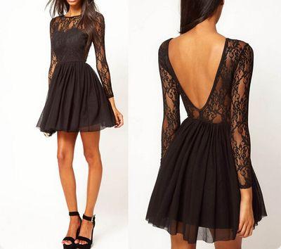 , Black Lilian Lace Homecoming Dresses CD6897