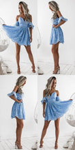 Load image into Gallery viewer, Kirsten Lace Homecoming Dresses A-Line Spaghetti Straps Short Sky Blue , Formal CD81
