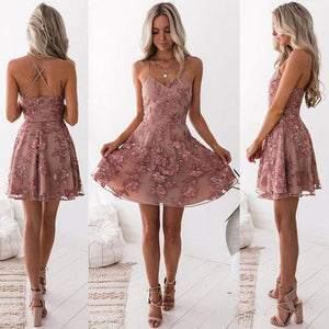 Cheap Fetching Blush Party Dresses A-Line Appliques Party Dresses Rylie Homecoming Dresses CD93