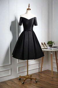 Lovely Black Satin Homecoming Dresses Rayna Short Dress Black Party Dress 2024 CD9514