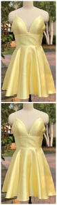 Light Yellow , Cute Short , Party Dress Homecoming Dresses Nydia CD964