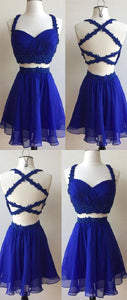 , Blue Dress, Cute , Kristen Homecoming Dresses Two Piece CD99