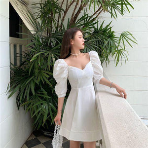 White Puff Sleeves Homecoming Dresses Novia CD9931