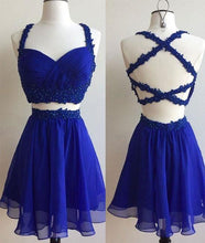 Load image into Gallery viewer, , Blue Dress, Cute , Kristen Homecoming Dresses Two Piece CD99