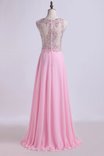 Load image into Gallery viewer, 2022 Bateau Prom Dresses A Line Beaded Bodice Chiffon