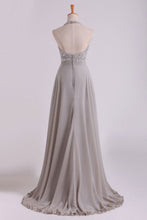 Load image into Gallery viewer, 2024 Prom Dresses A Line Halter Floor Length Chiffon