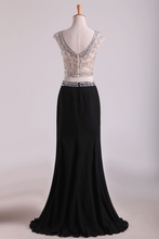 Load image into Gallery viewer, 2022 Two-Piece Scoop Column Prom Dresses Beaded Bodice Chiffon
