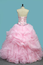 Load image into Gallery viewer, 2024 Organza Ball Gown Quinceanera Dresses Sweetheart Beaded Bodice Lace Up