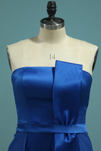Load image into Gallery viewer, 2024 Evening Dresses Satin &amp; Chiffon Strapless With Sash And Slit