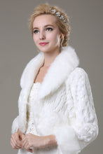 Load image into Gallery viewer, 3/4 Length Sleeve Faux Fur Wedding Wrap