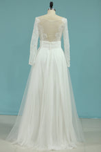 Load image into Gallery viewer, 2022 Long Sleeves V Neck Prom Dresses Sheath Chiffon With Applique Pick Up Tulle Skirt