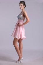Load image into Gallery viewer, 2022 Lovely Homecoming Dresses A Line Scoop Chiffon Short/Mini