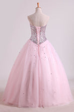 Load image into Gallery viewer, 2022 Awesome Ball Gown Sweetheart Prom Dresses Beaded Floor Length Lace Up