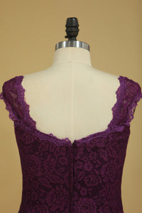 2022 Plus Size Off The Shoulder Lace Evening Dresses Sheath/Column With Applique Grape