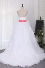 Load image into Gallery viewer, 2022 Sweetheart Ruffled Bodice A Line Organza Court Train Wedding Dresses