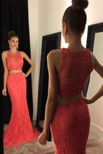 Load image into Gallery viewer, 2024 Two-Piece Scoop Prom Dresses Mermaid Lace Sweep Train