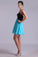2022 Two-Tone Homecoming Dresses One Shoulder A-Line Empire Waist Chiffon With Beads