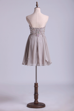 Load image into Gallery viewer, 2022 Homecoming Dress Sweetheart Beaded Bodice A Line Mini Chiffon
