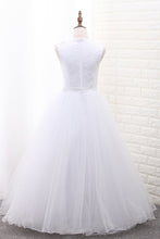 Load image into Gallery viewer, 2024 A Line Scoop Flower Girl Dresses Tulle With Handmade Flower Ankle Length
