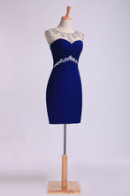 Load image into Gallery viewer, 2022 Sexy Sheath/Column Homecoming Dresses Scoop Short/Mini Open Back With Beads