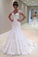 2022 New Arrival Mermaid/Trumpet V-Neck Tulle Wedding Dresses With Applique Short Sleeves