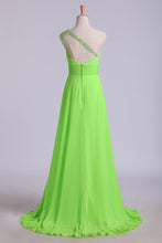 Load image into Gallery viewer, 2024 Prom Dresses A Line One Shoulder Chiffon With Beading&amp;Sequins
