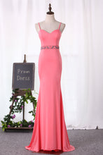Load image into Gallery viewer, 2024 Mermaid Spanghetti Straps Prom Dresses Spandex With Beads