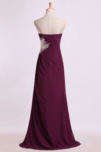 Load image into Gallery viewer, 2022 Prom Dresses A Line Ruffled Bodice Beaded With Slit Floor Length