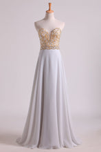 Load image into Gallery viewer, 2022 Prom Dresses Sweetheart A Line With Beads Floor Length Chiffon