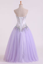 Load image into Gallery viewer, 2022 Tulle Sweetheart Beaded Bodice Ball Gown Quinceanera Dresses Floor Length