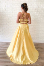 Load image into Gallery viewer, Simple Sleeveless Split Long Prom Dresses, Cheap Sweep Train Evening Dresses
