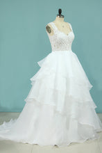 Load image into Gallery viewer, 2022 New Arrival Wedding Dresses Straps A Line Organza With Applique