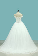 Load image into Gallery viewer, 2022 Wedding Dress Off The Shoulder A Line With Applique Tulle