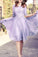 2022 A Line Scoop Mid-Length Sleeves Homecoming Dresses Chiffon Knee Length