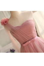 Load image into Gallery viewer, 2022 New Arrival One Shulder Bridesmaid Dresses A Line Tulle With Sash