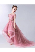 Load image into Gallery viewer, A Line High Low Flower Girl Dresses Appliques Tulle
