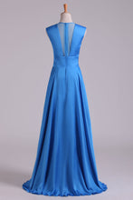 Load image into Gallery viewer, 2024 New Arrival V-Neck Prom Dresses A-Line Chiffon Floor-Length