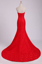 Load image into Gallery viewer, 2022 Evening Dresses Mermaid/Trumpet Sweetheart Lace Court Train