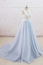 Load image into Gallery viewer, Tulle Sheer Back A Line Round Neck Formal Prom Dress