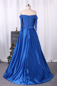 2022 A Line 3/4 Length Sleeve With Sash Mother Of The Bride Dresses Satin