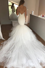 Load image into Gallery viewer, 2024 Spaghetti Straps Wedding Dresses Mermaid Tulle With Applique Open Back