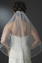 Load image into Gallery viewer, Two Layers Elbow  Length Wedding Veil Beaded Edge V052